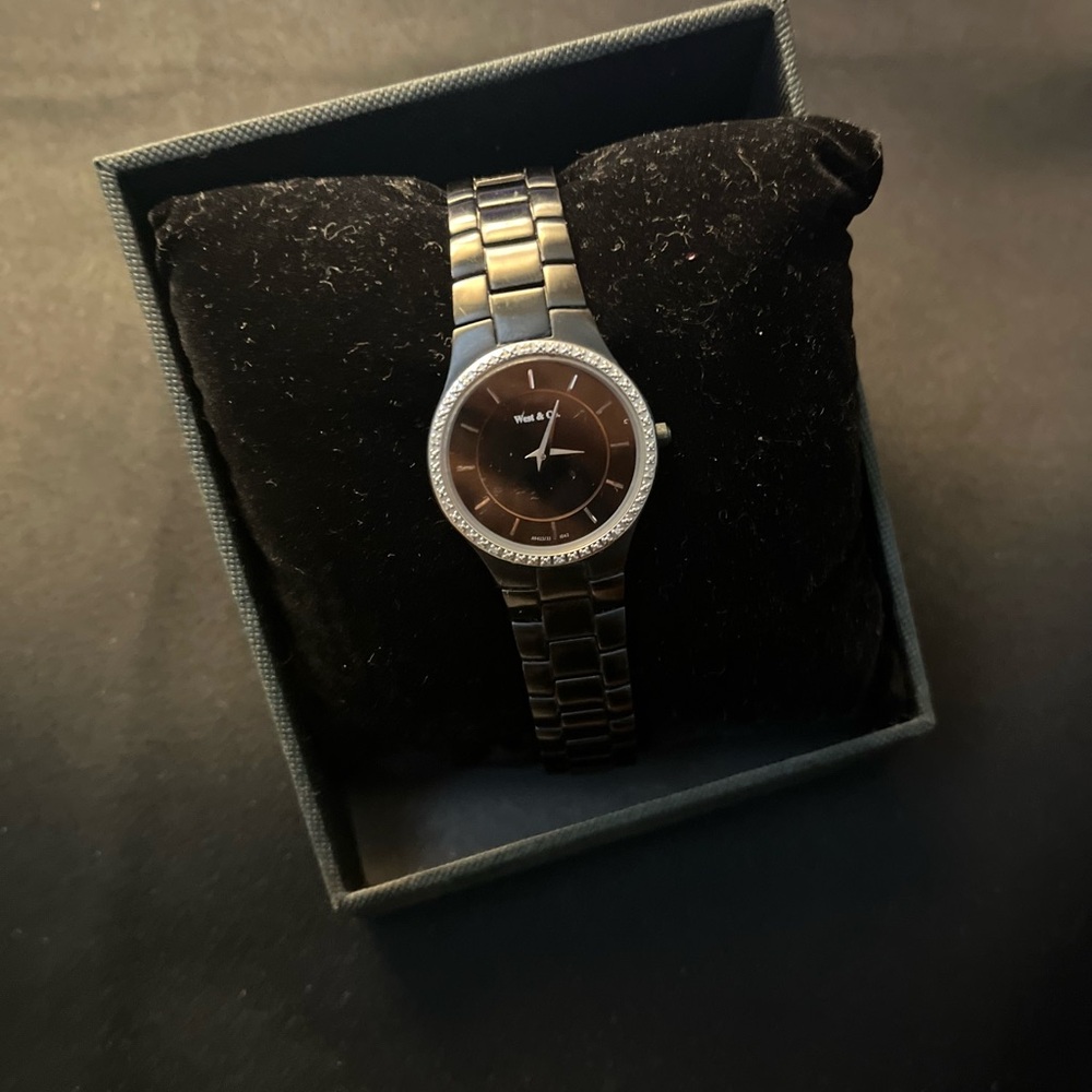 Black Metal Watch with Silver Accents